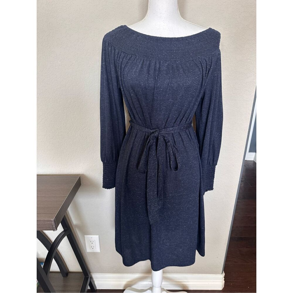 Loft Linen Blend Belted Stretch Dress